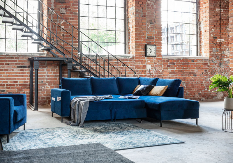 Lofty Lilly Corner Sofa Bed L Shape Velvet