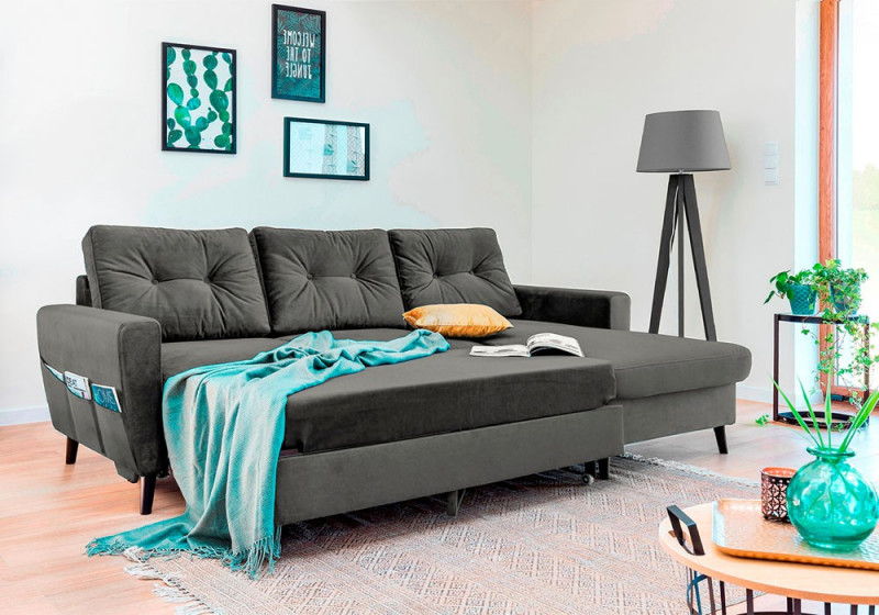 Friendly Lars Corner Sofa Bed Velvet